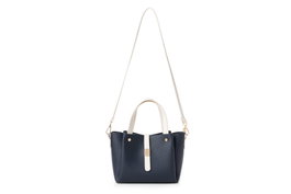 Vince Camuto Bolso de Mano Piel de Polivinilo Azul Oscuro, Crema